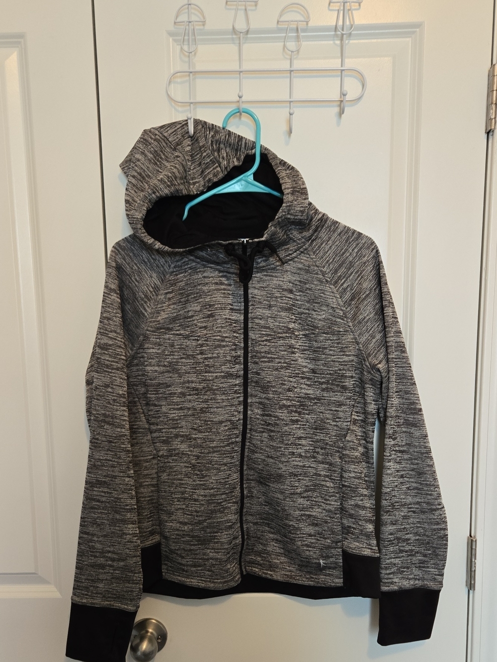 Danskin Now Heathered Gray And Black Zip Up Hoodie